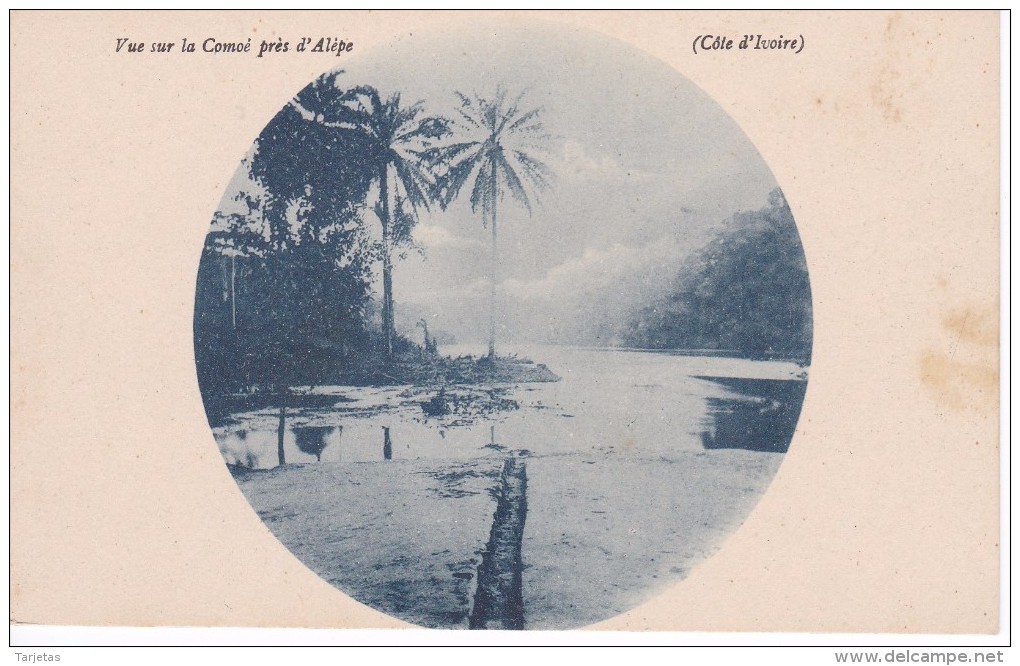 POSTAL DE COSTA DE MARFIL DE VUE SUR LA COMOE PRES D'ALEPE (COTE D'IVOIRE)