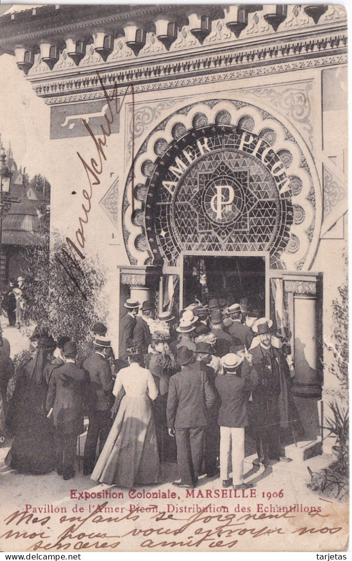 POSTAL DE MARSEILLE - EXPOSITION COLONIALE 1906 - PAVILLON DE L'AMER PICON