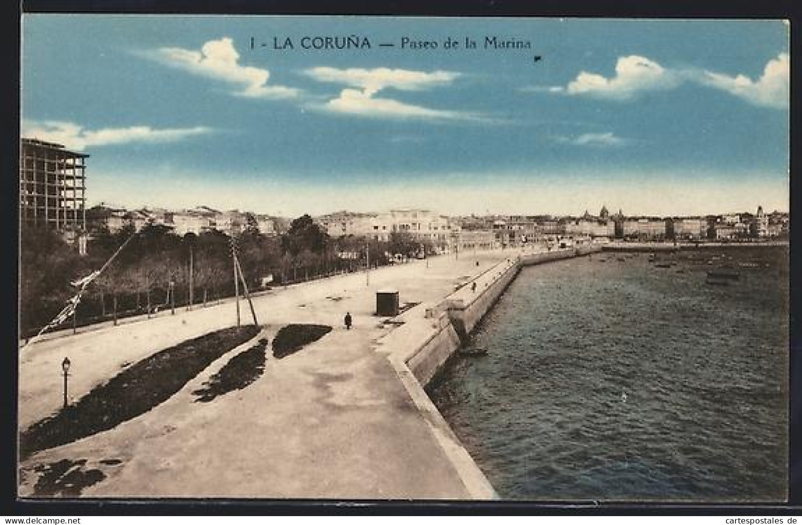 Postal La Coruna, Paseo de la Marina