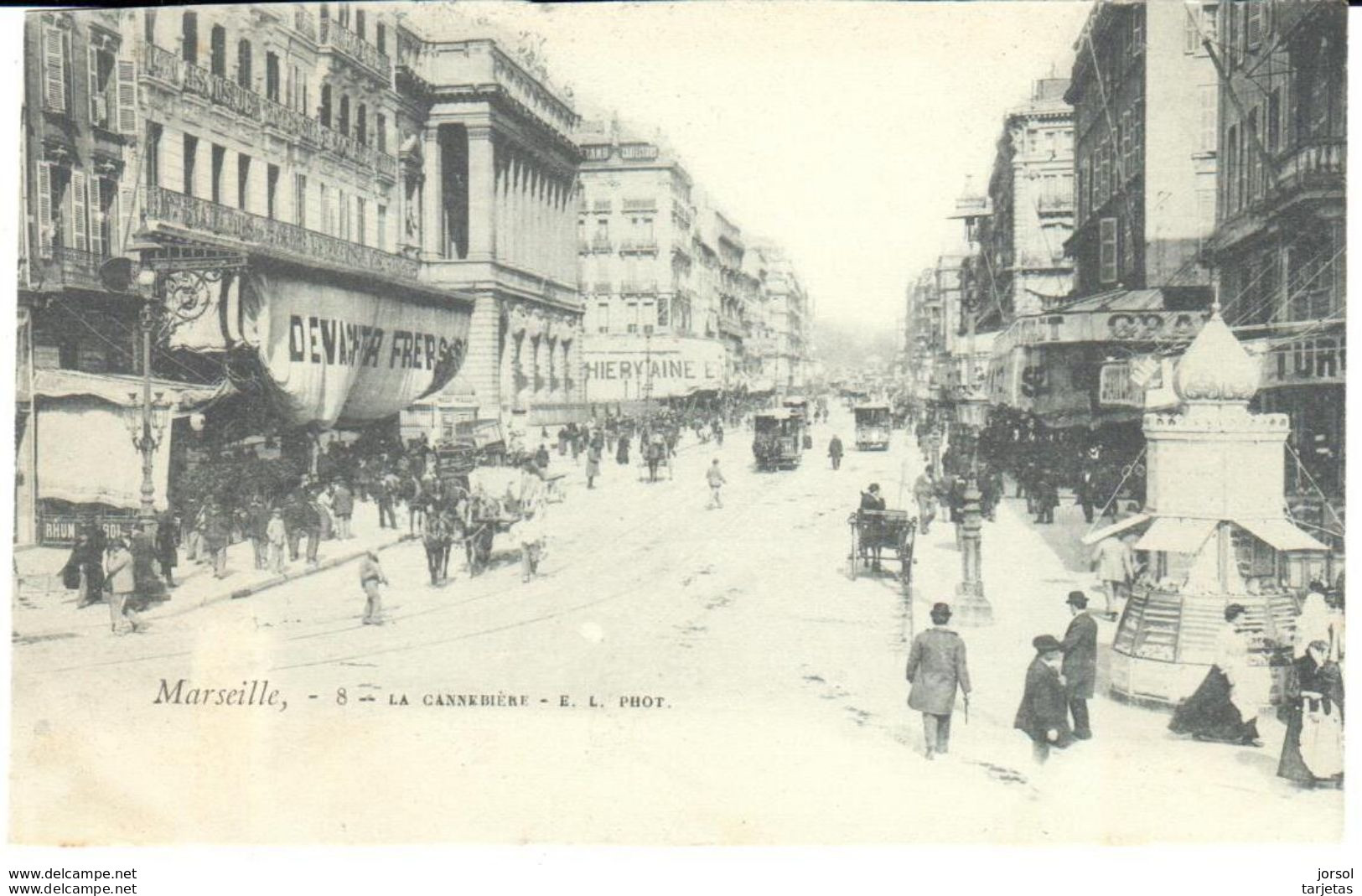 POSTAL   MARSELLA  - FRANCIA  -LA CANNEBIÈRE