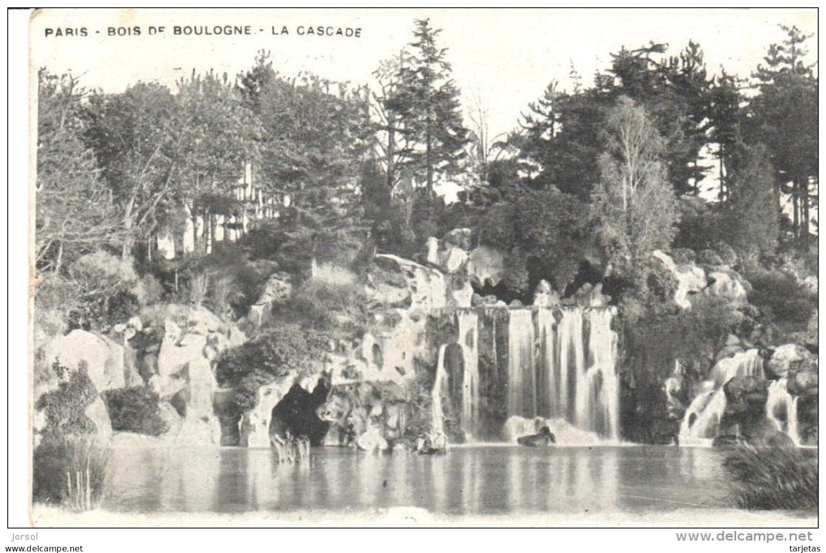 POSTAL    PARIS  - FRANCIA  -  BOSQUE DE BOLONIA  - LA CASCADA