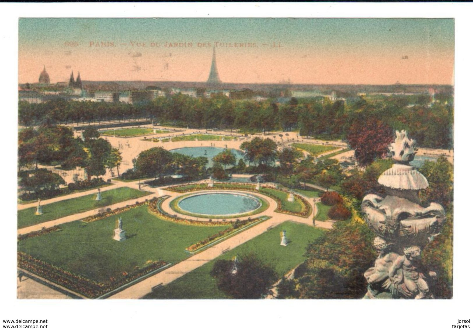 POSTAL  -PARIS -FRANCIA -VISTA DEL JARDIN DE LAS TUILERIAS  -(VUE DU JARDIN DES TUILERIES -VIEW OF THE TUILERIES GARDEN