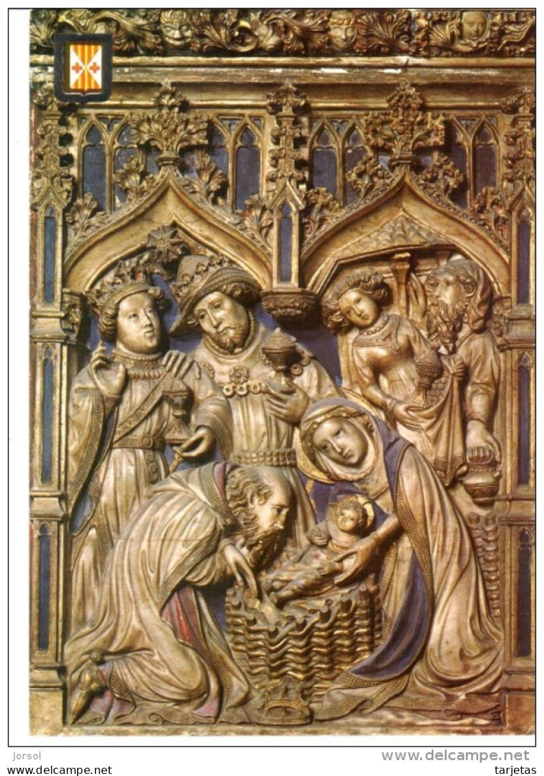 POSTAL  VICH  -BARCELONA -ESPAÑA -RETABLO MAYOR DE LA CATEDRAL DE VICH -ADORACIÓN DE LOS REYES