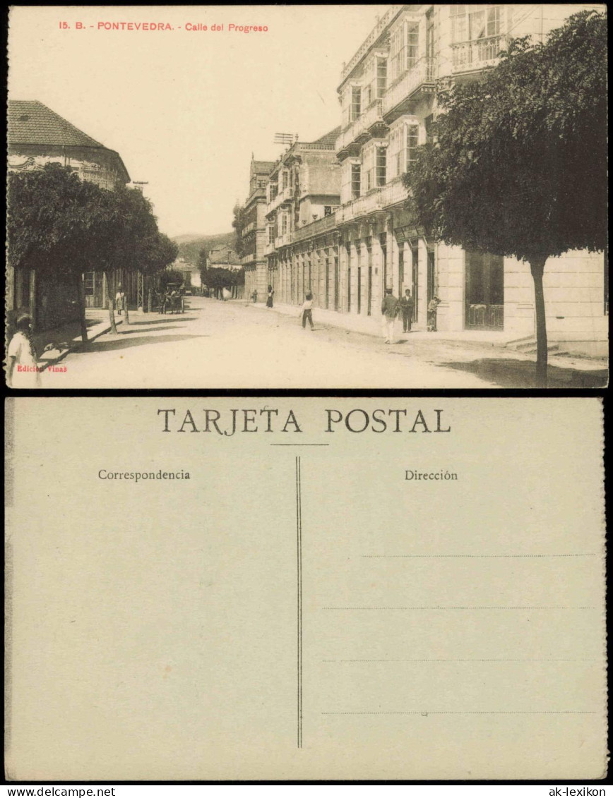 Postale Pontevedra Calle del Progreso 1915  Galicia