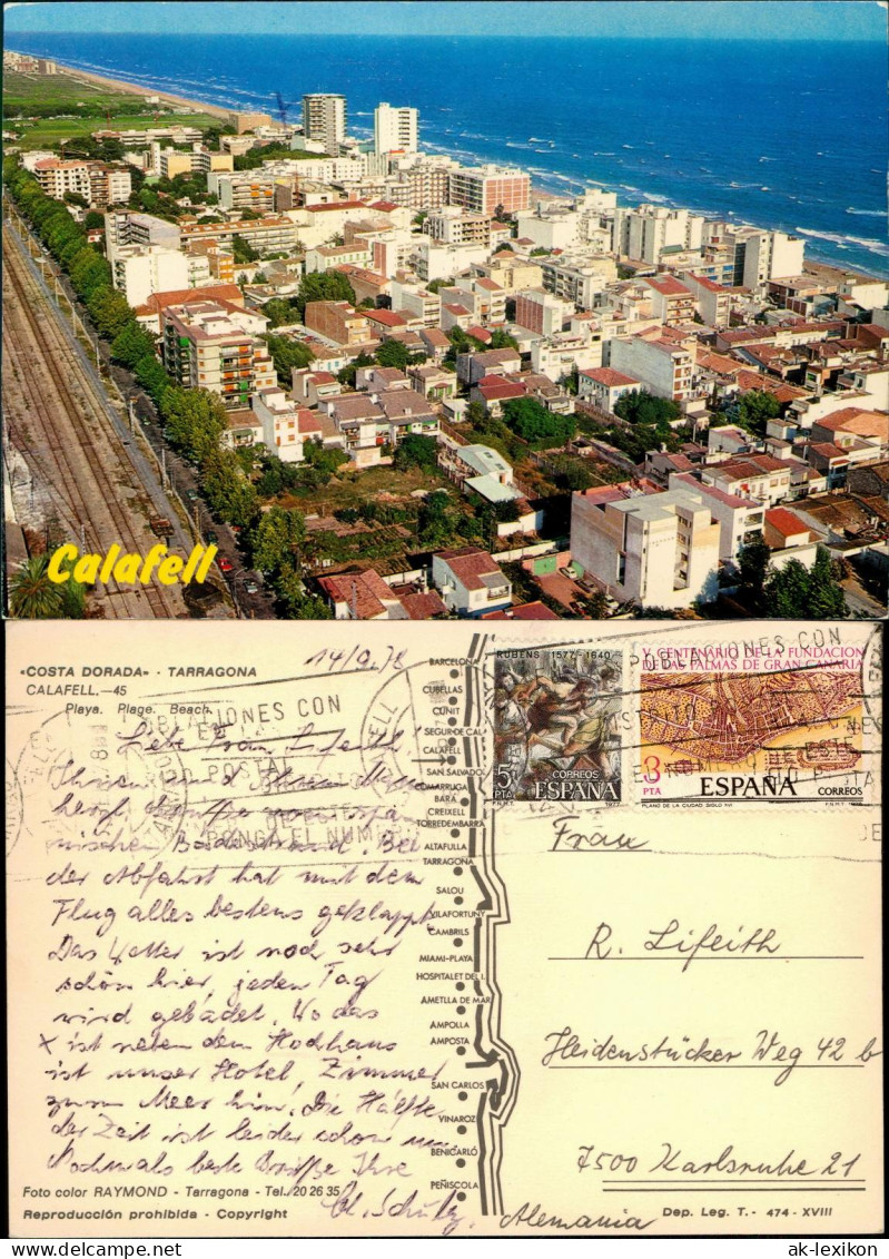 Postale Tarragona Luftbild COSTA DORADA TARRAGONA CALAFELL 1978
