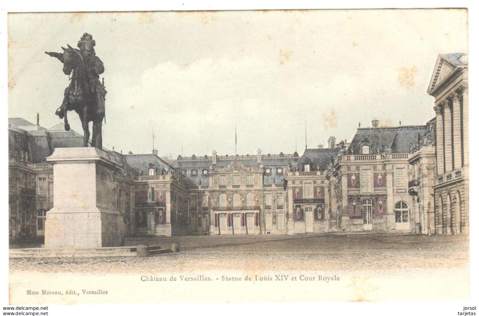 POSTALES  -PARIS  -FRANCIA  -CASTILLO DE VERSALLES-ESTATUA DE LUIS XIV Y TRIBUNAL REAL (CHÂTEAU DE VERSAILLES )
