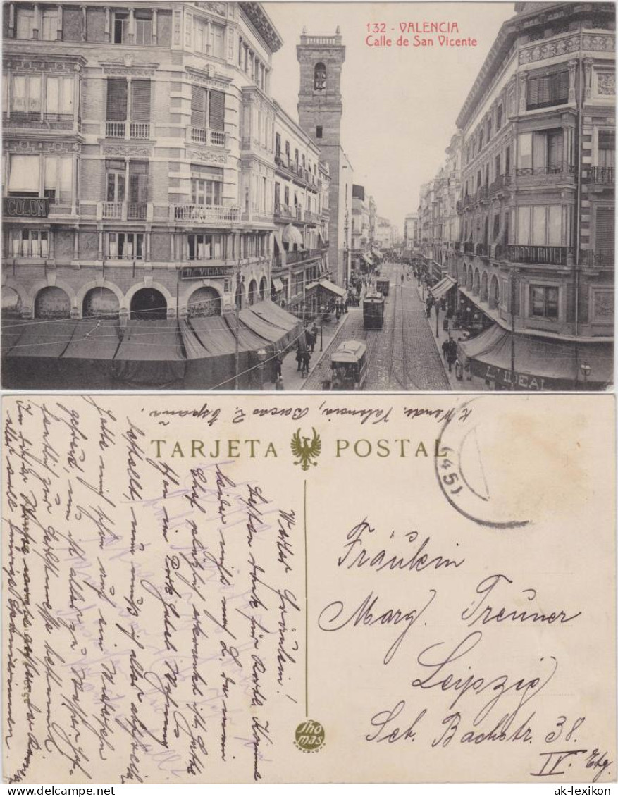 Postales Valencia València Calle de San Vicente - Straßenbahn 1918