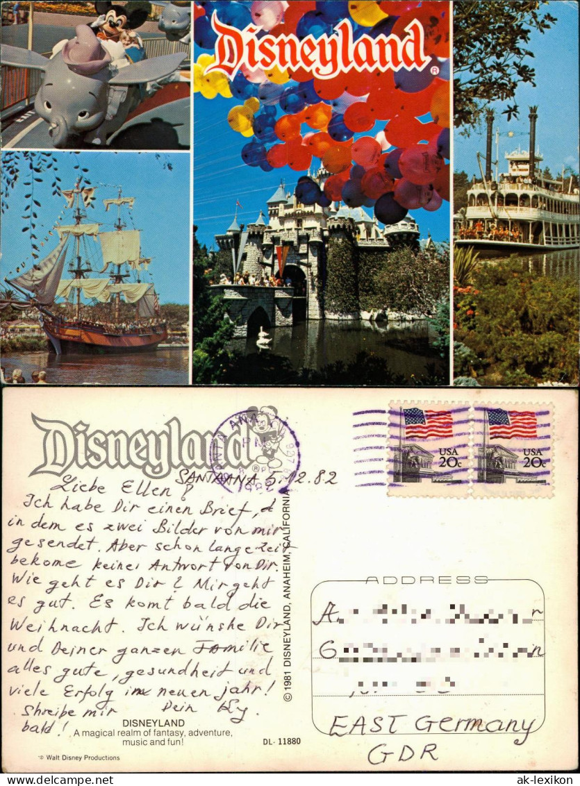Postcard Anaheim Disneyland Mehrbild Ship Steamer 1982