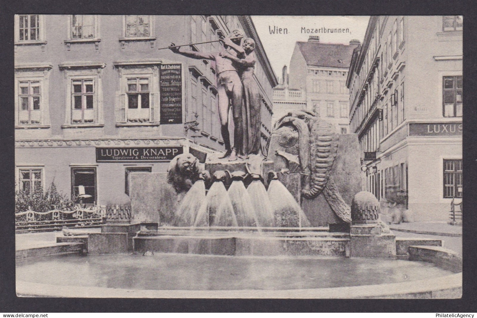 Postcard, Austria Vienna, Mozartbrunnen
