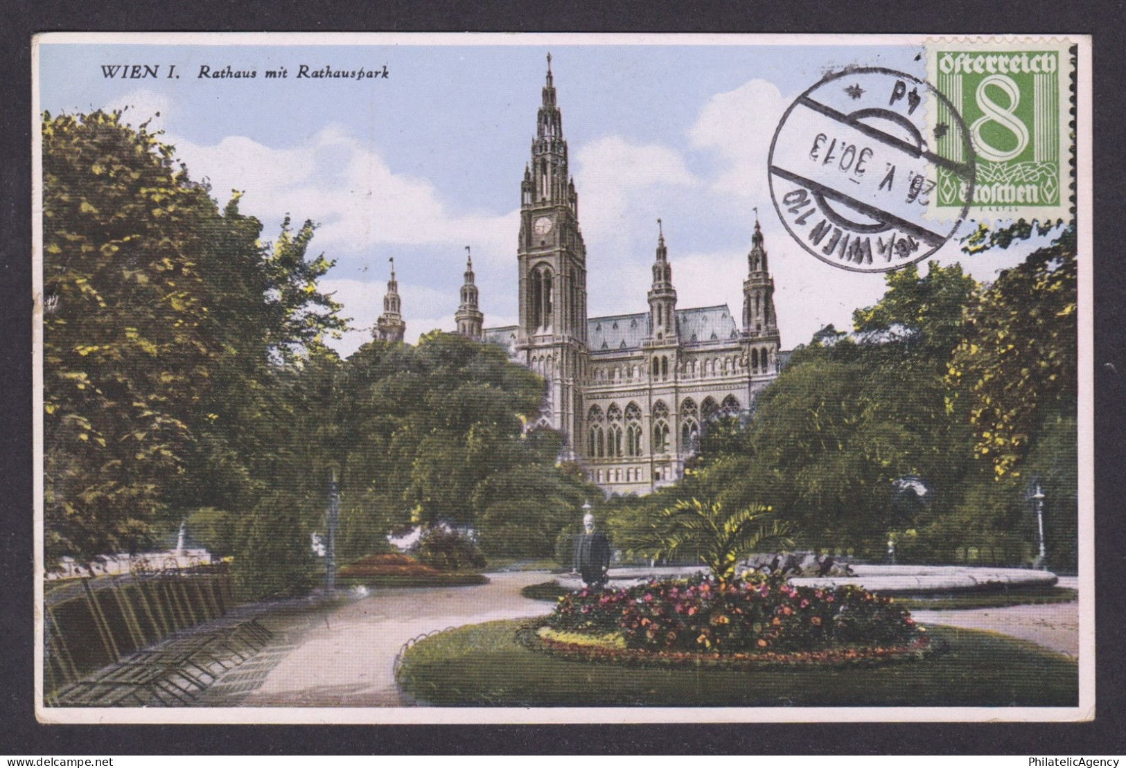 Postcard, Austria Vienna, Rathaus mit Rathauspark