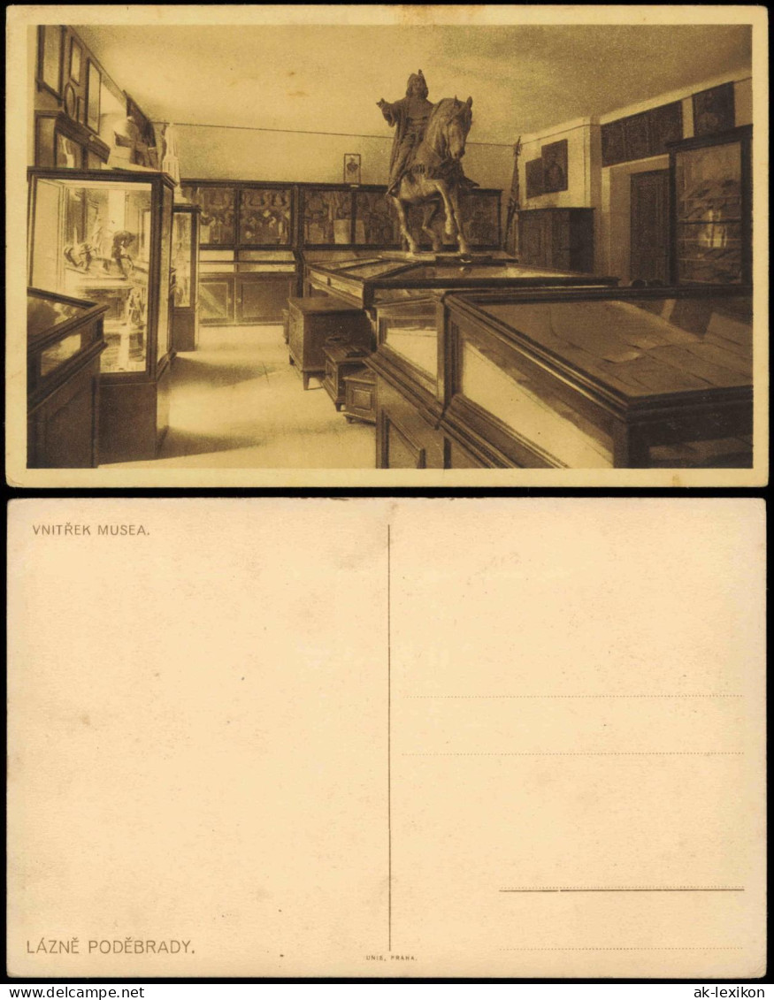 Postcard Bad Podiebrad Poděbrady VNITŘEK MUSEA. Museum 1928