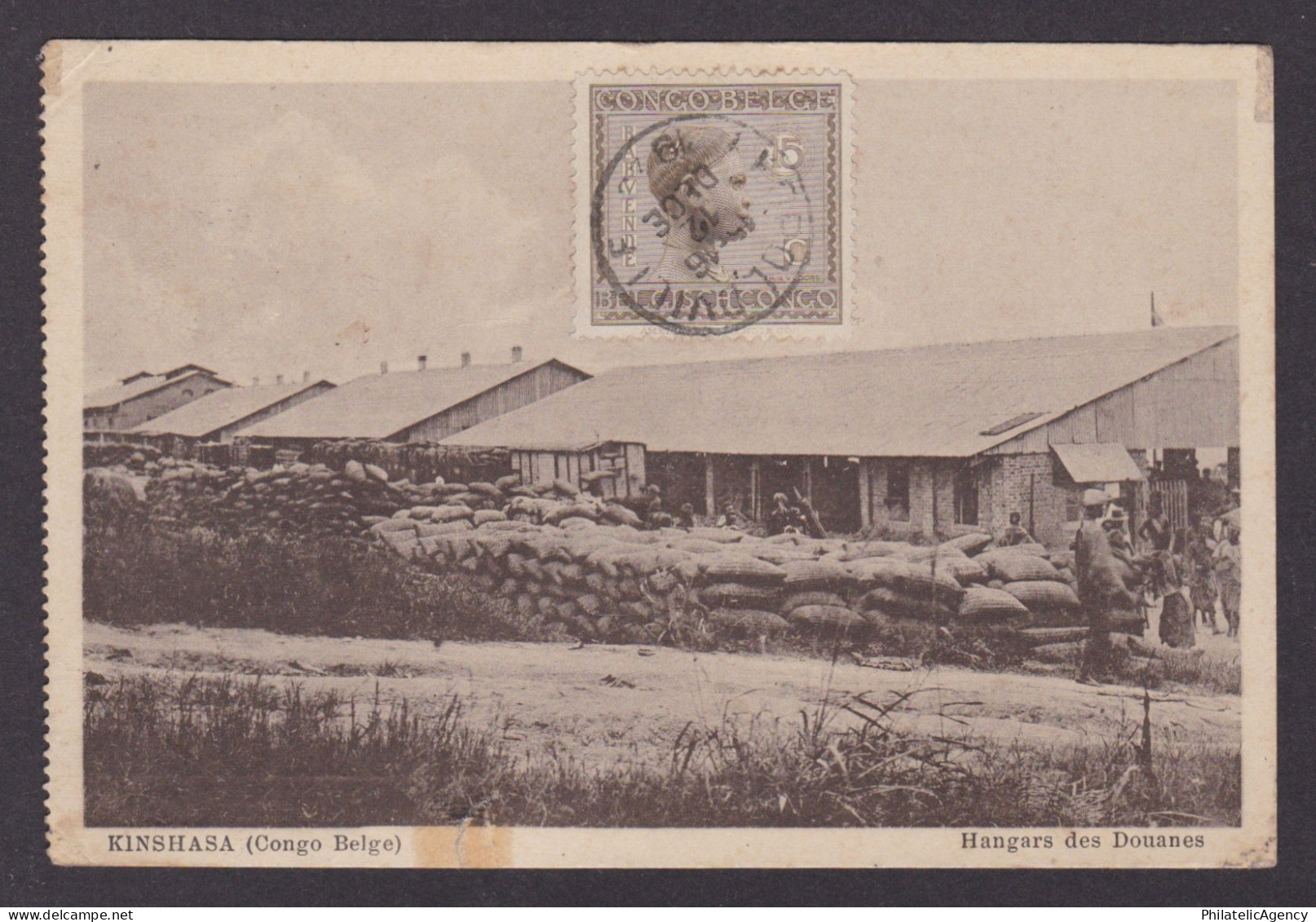 Postcard, BELGIAN CONGO, Kinshasa, Customs hangars