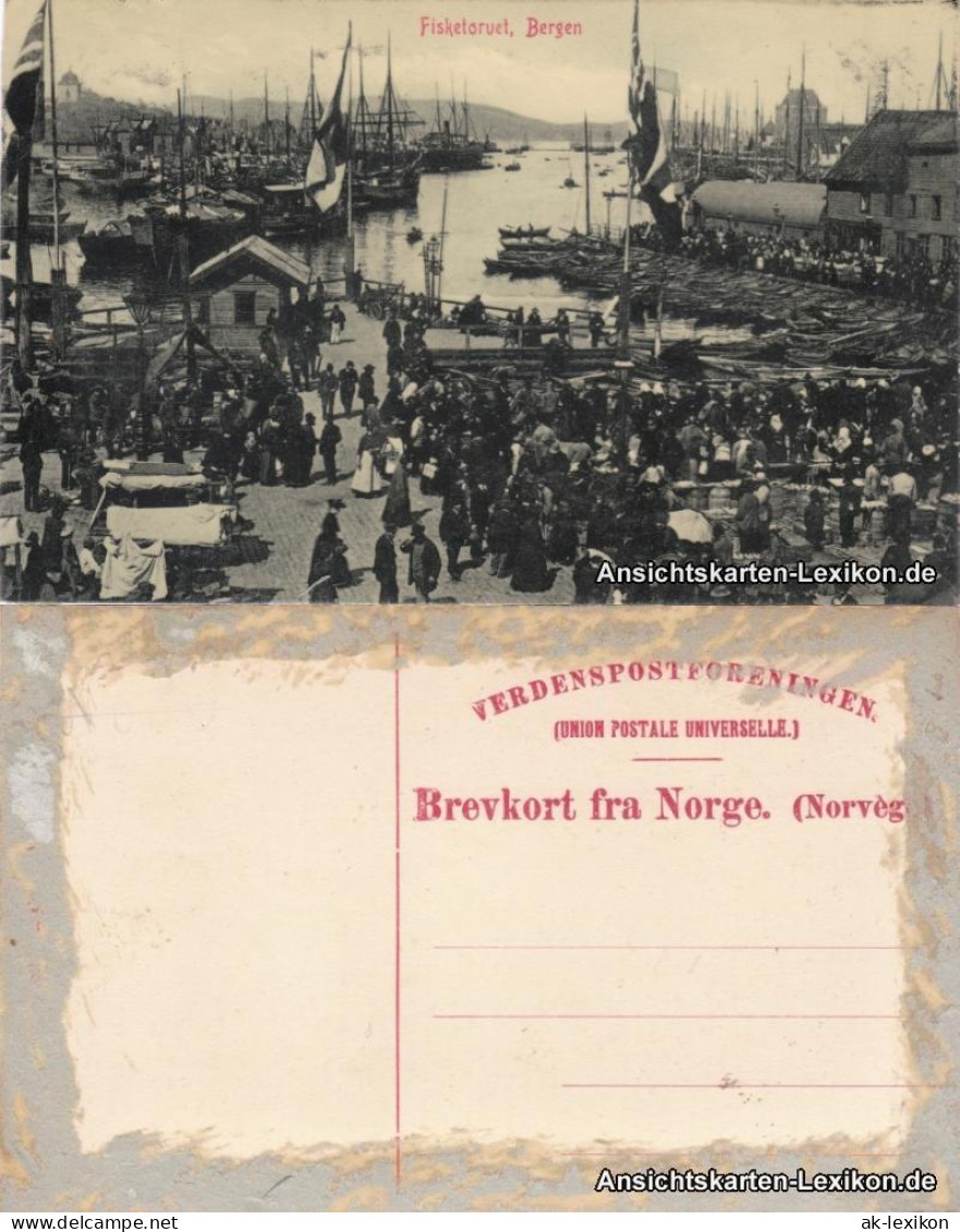 Postcard Bergen Bergen Fisketorvet (Hafenpartie) 1909