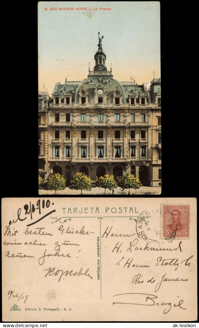 Postcard Buenos Aires Argentinien La Prensa Gebäude-Ansicht 1909