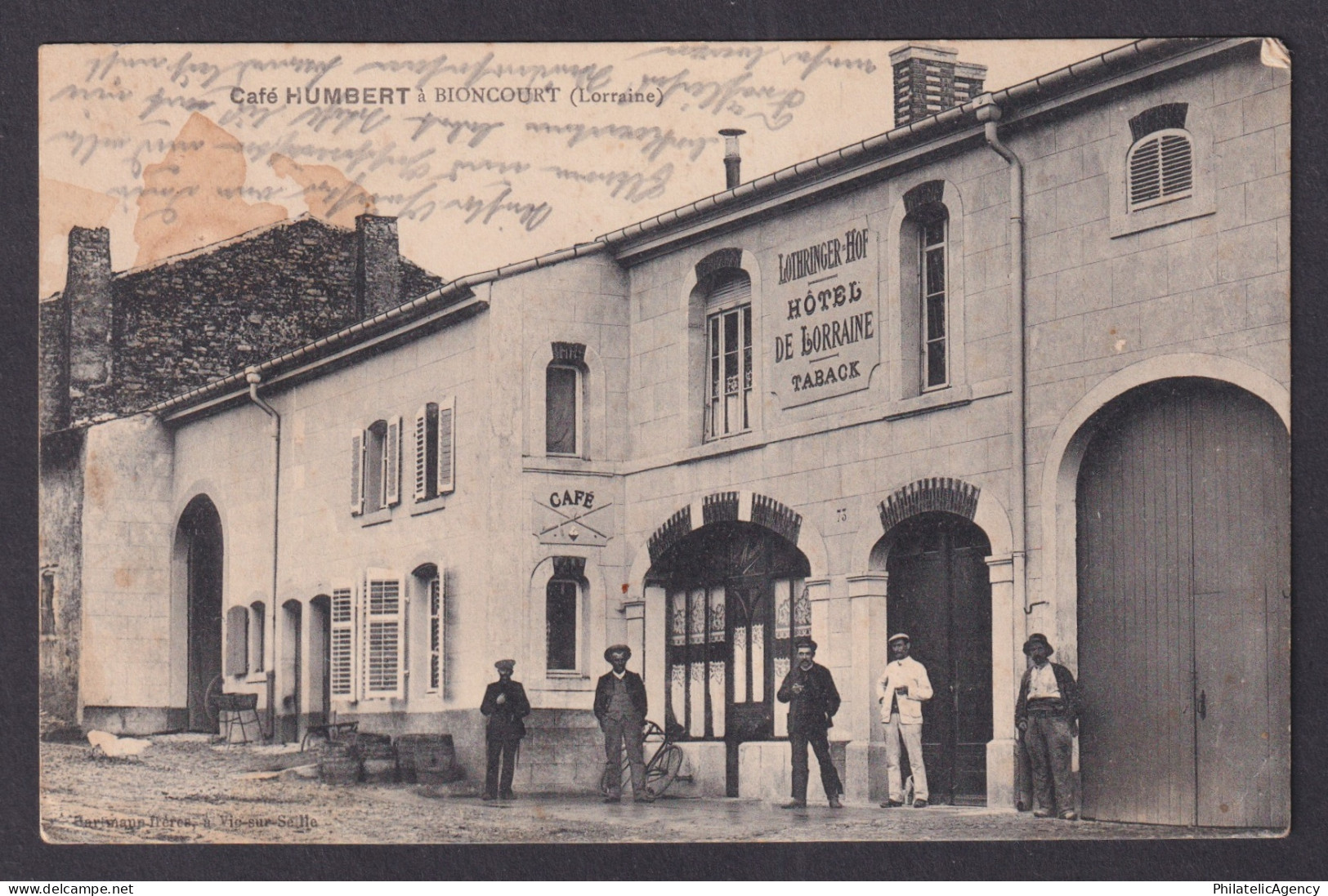 Postcard Cafe Humbert Bioncourt Lorraine France Hotel de Lorraine