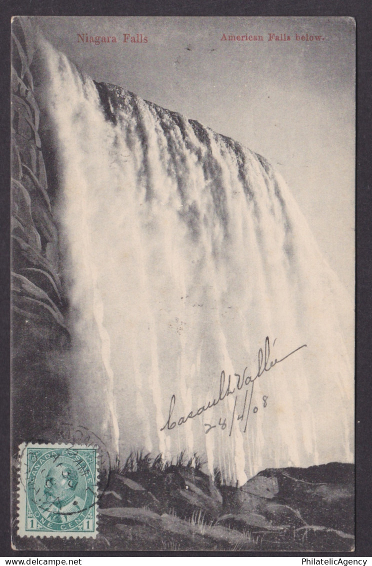 Postcard, CANADA, Niagara Falls, American Falls below