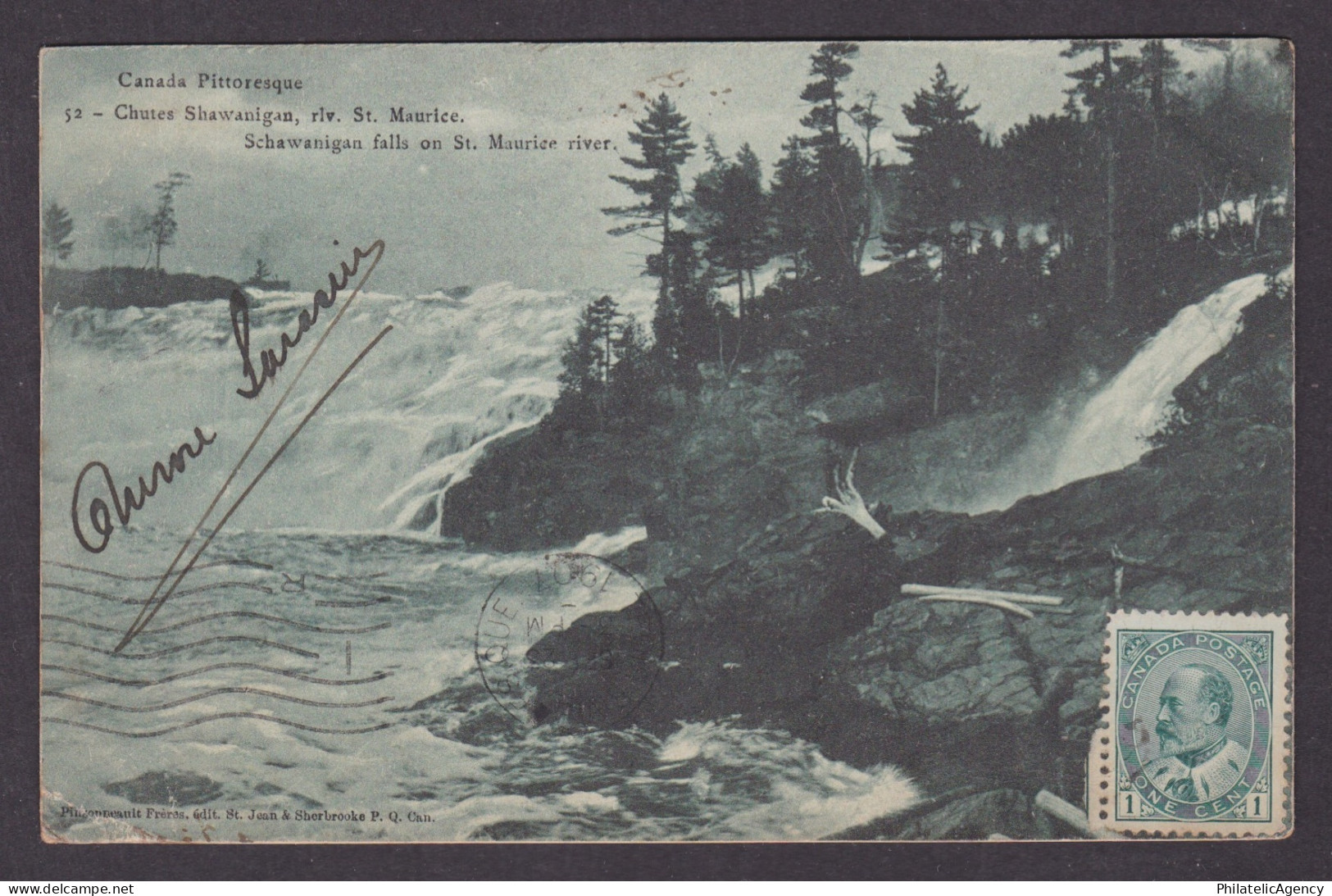 Postcard, CANADA, Picturesque Canada, Schawanigan falls on St. Maurice river