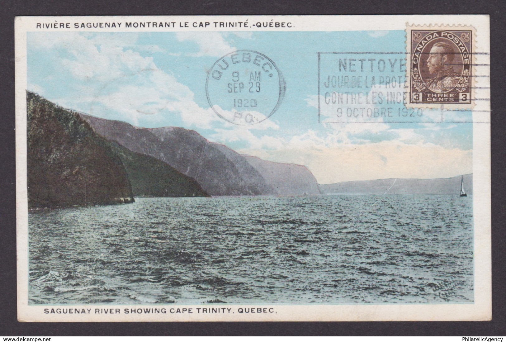 Postcard, CANADA, Quebec, Saguenay River Showing Cape Trinity