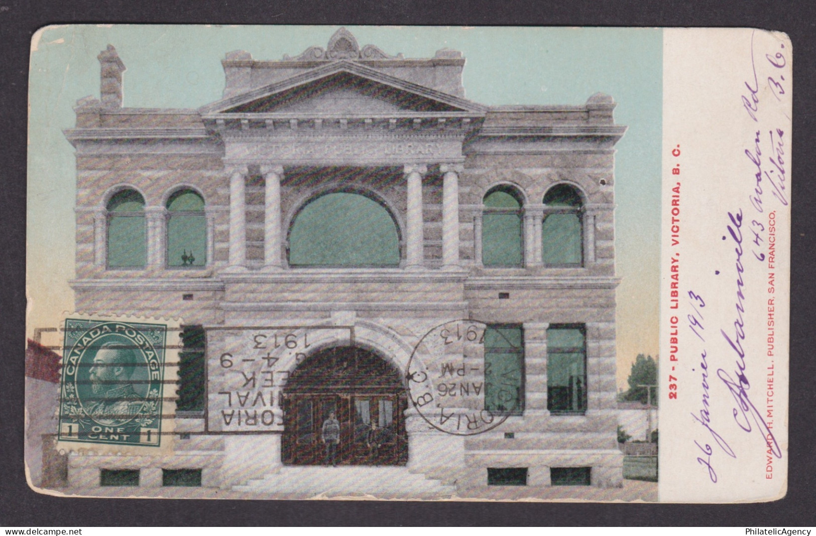 Postcard, CANADA, Victoria, Public Library
