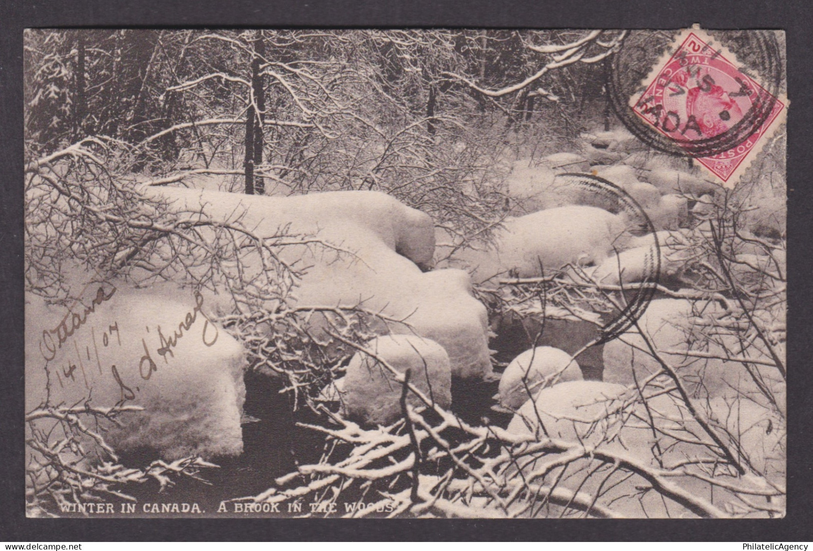 Postcard, CANADA, Winter In Canada, A Brook In The Woods