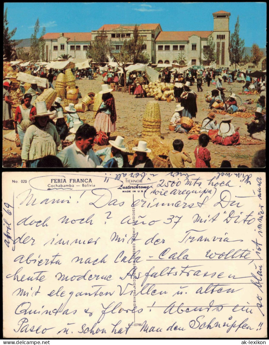 Postcard Cochabamba Markttreiben Typen 1969  Bolivien Bolivia