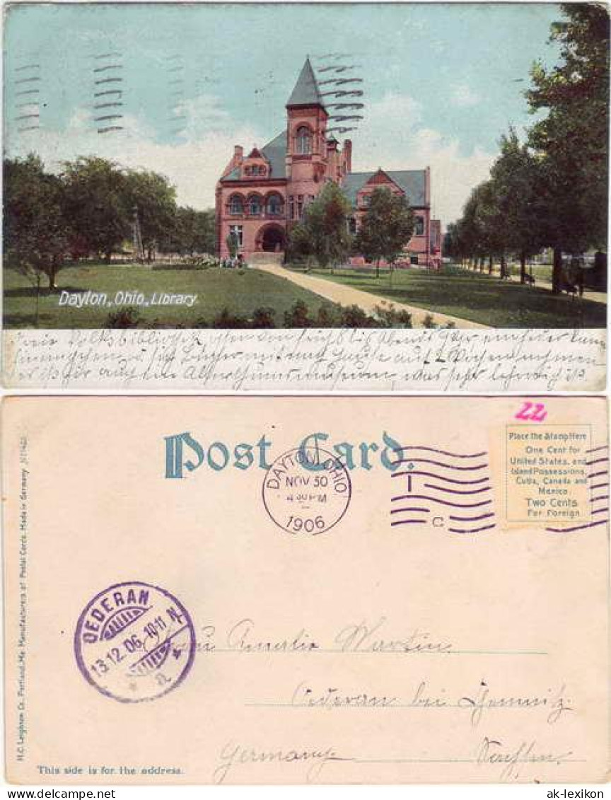 Postcard Dayton (Ohio) Library c1913