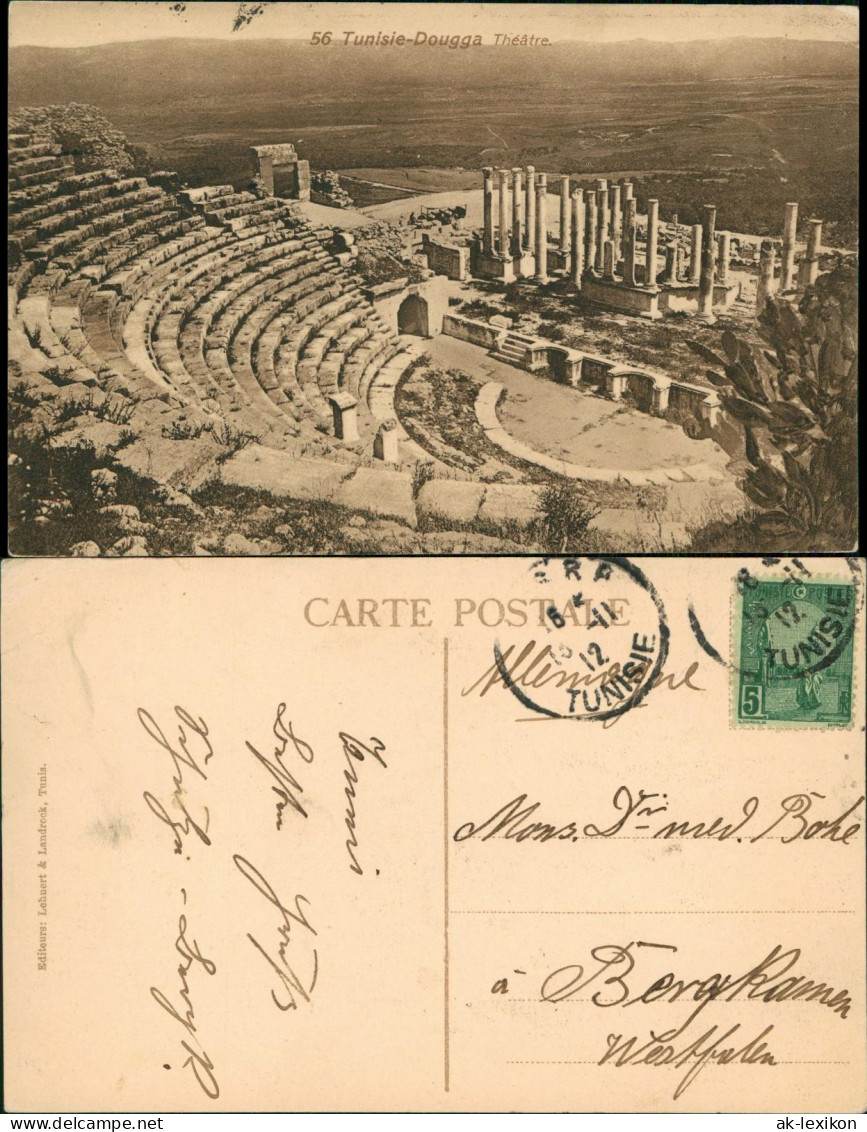 Postcard Dougga Dougga (Beja) Theatre 1912  Tunisie Tunesien
