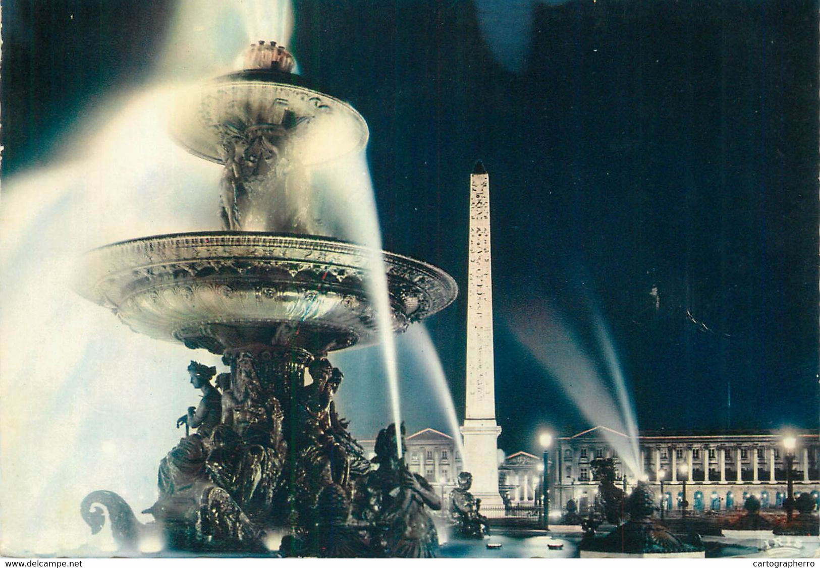 Postcard France Paris by night Place de la Concorde