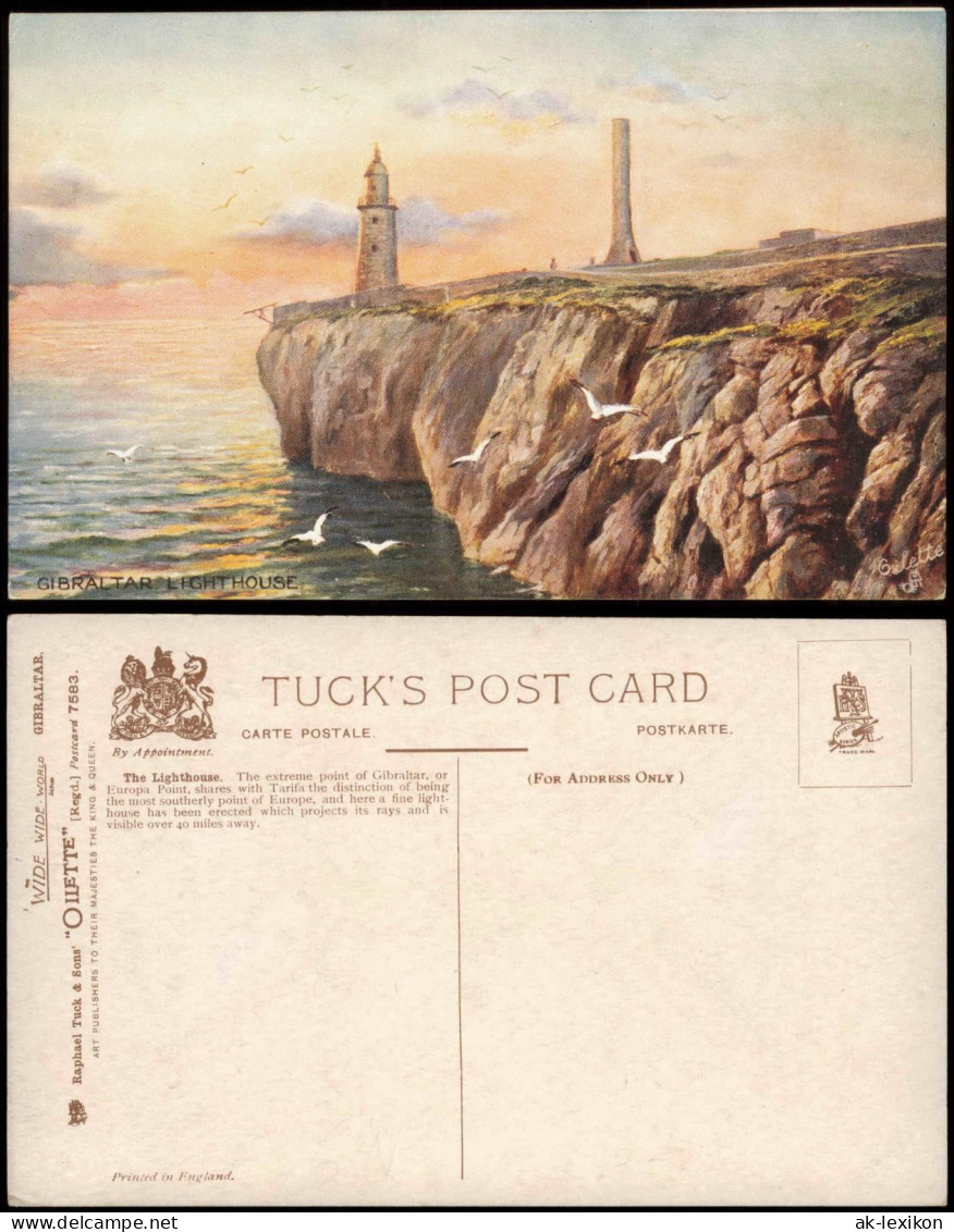 Postcard Gibraltar GIBRALTAR LIGHTHOUSE (Leuchtturm) Künstlerkarte 1910