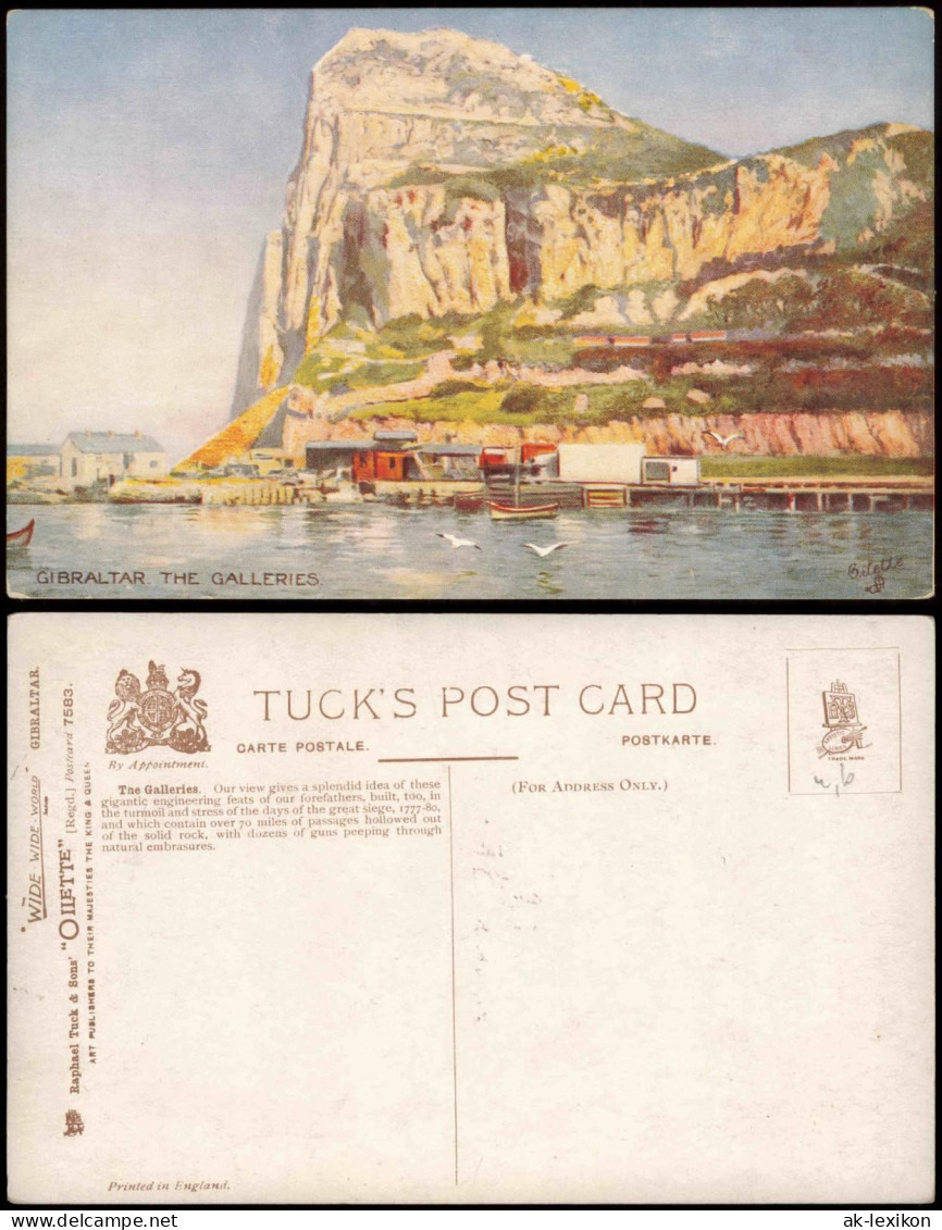 Postcard Gibraltar GIBRALTAR THE GALLERIES Künstlerkarte 1910