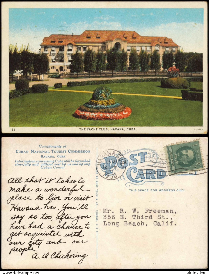 Postcard Havana The Yacht Club 1930  Cuba Kuba