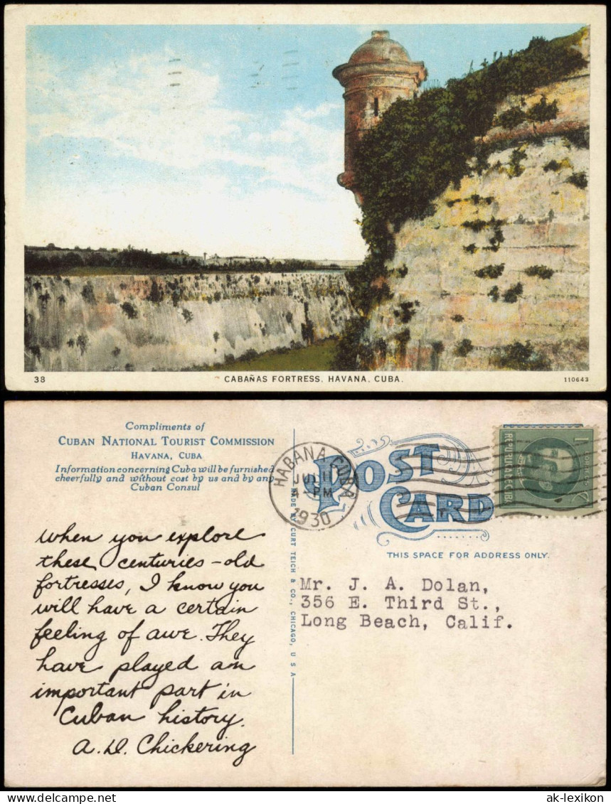 Postcard Havanna La Habana Cabanas Fortress 1930  Cuba Kuba