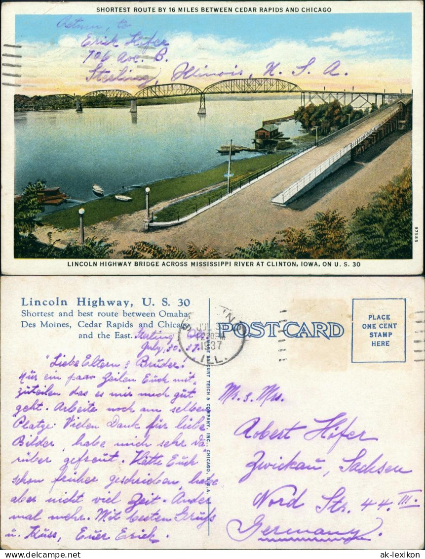 Postcard Jersey City Lincoln Highway Bridge 1937