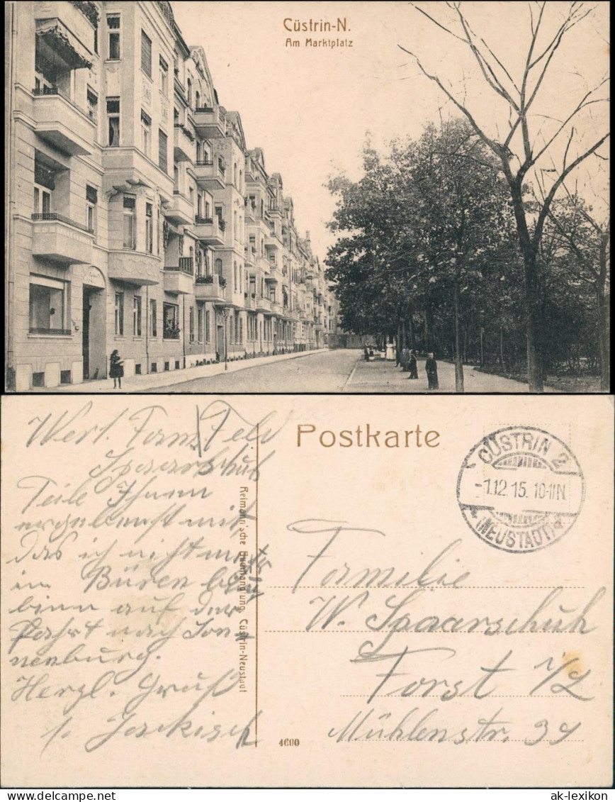Postcard Küstrin Kostrzyn nad Odrą Marktplatz 1915
