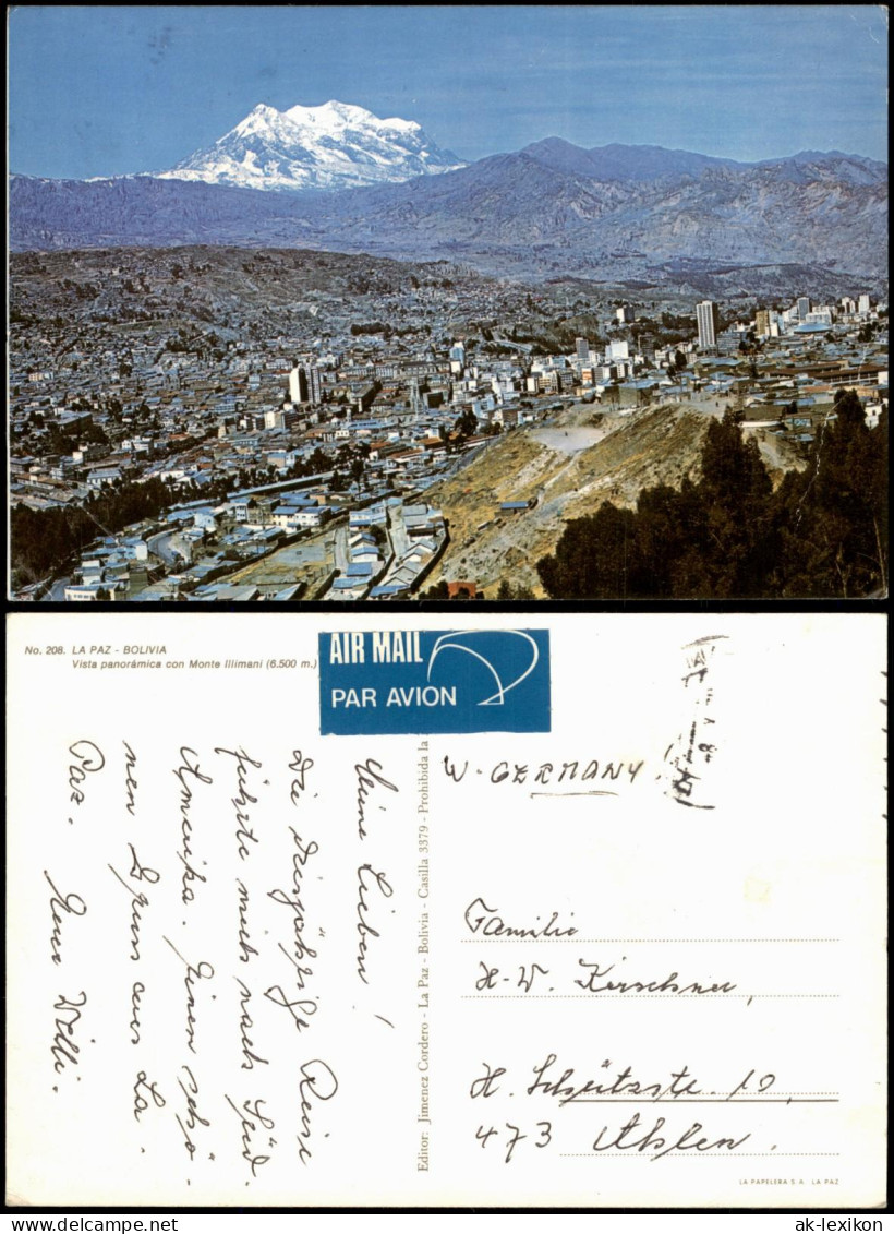 Postcard La Paz Bolivien Vista panorámica con Monte Illimani 1980