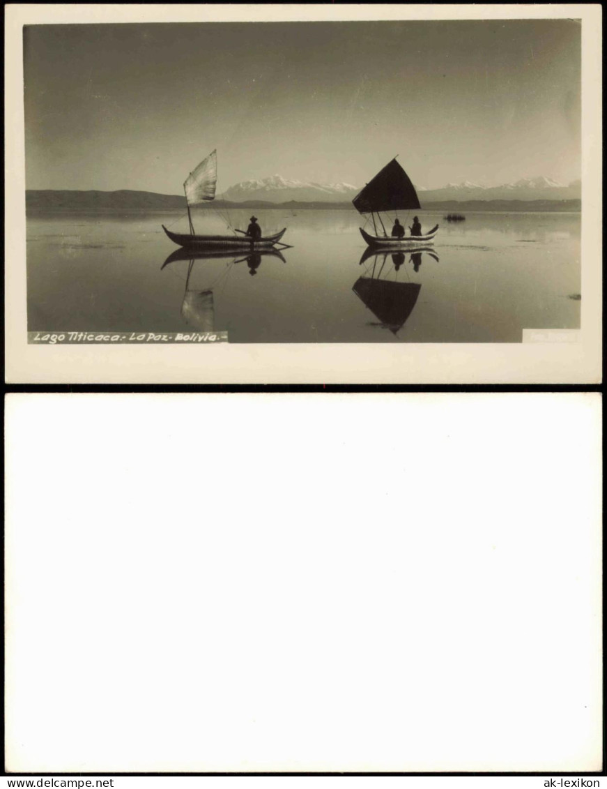 Postcard La Paz Lago Titicaca Boote 1935