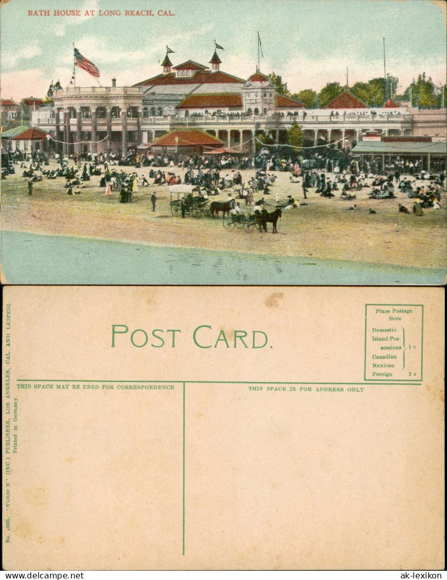Postcard Long Beach Bath House at Long Beach California 1911