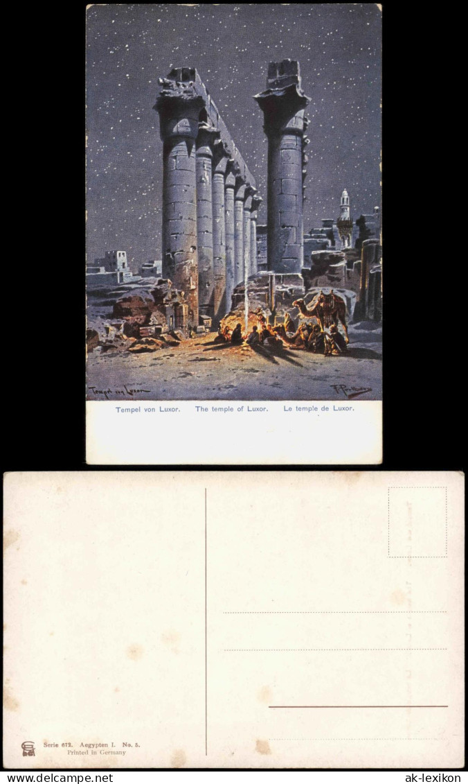 Postcard Luxor Luxor-Tempel Sternenhimmel Künstlerkarte 1912