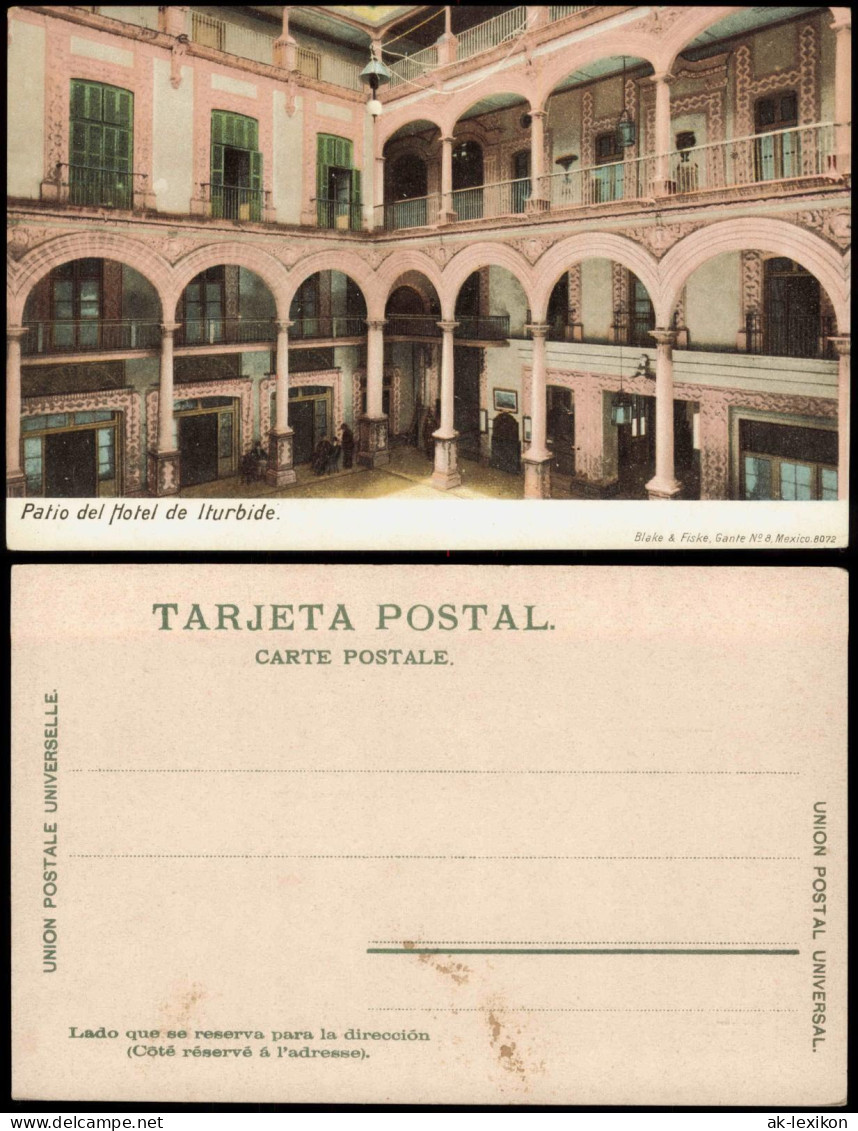 Postcard .Mexiko Méjico Patio del Hotel de Iturbide 1900