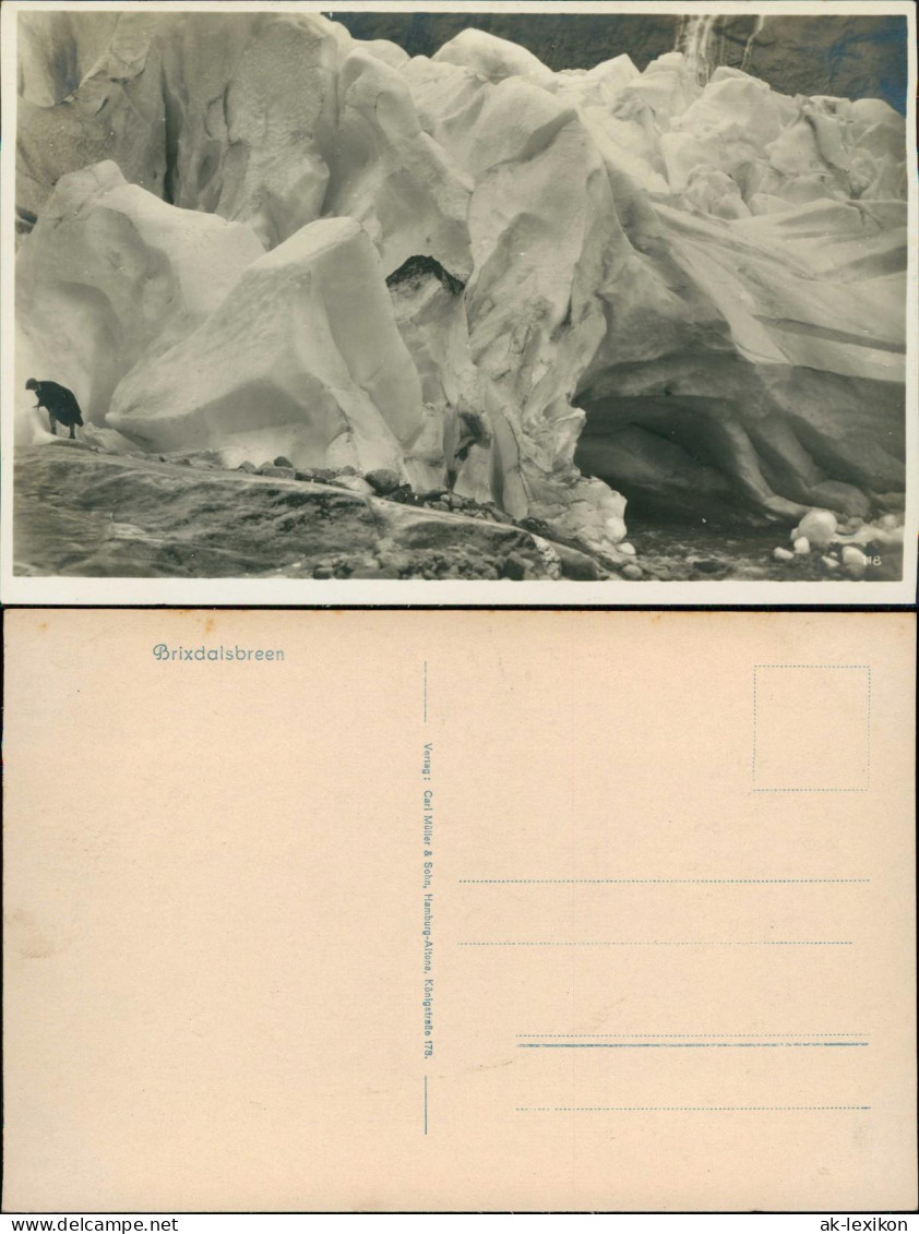 Postcard Norwegen Norge Brixdalsbreen Norwegen Norge 1929