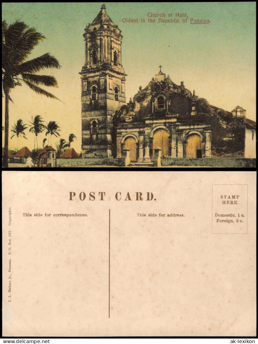 Postcard Panama (Land-Allgemein) Church at Natá 1912