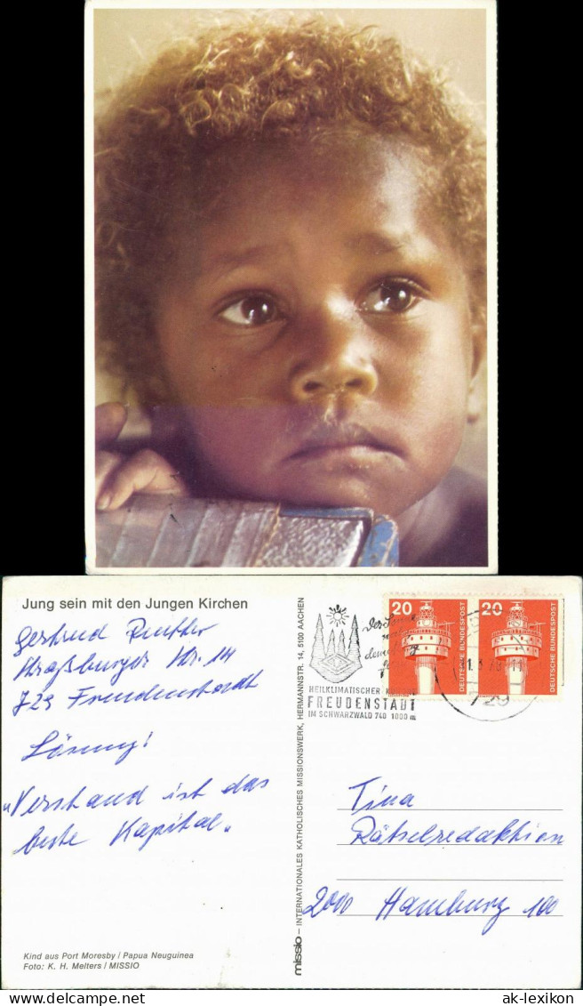 Postcard .Papua Kind aus Port Moresby Papua Neuguinea, Missio-Karte 1979