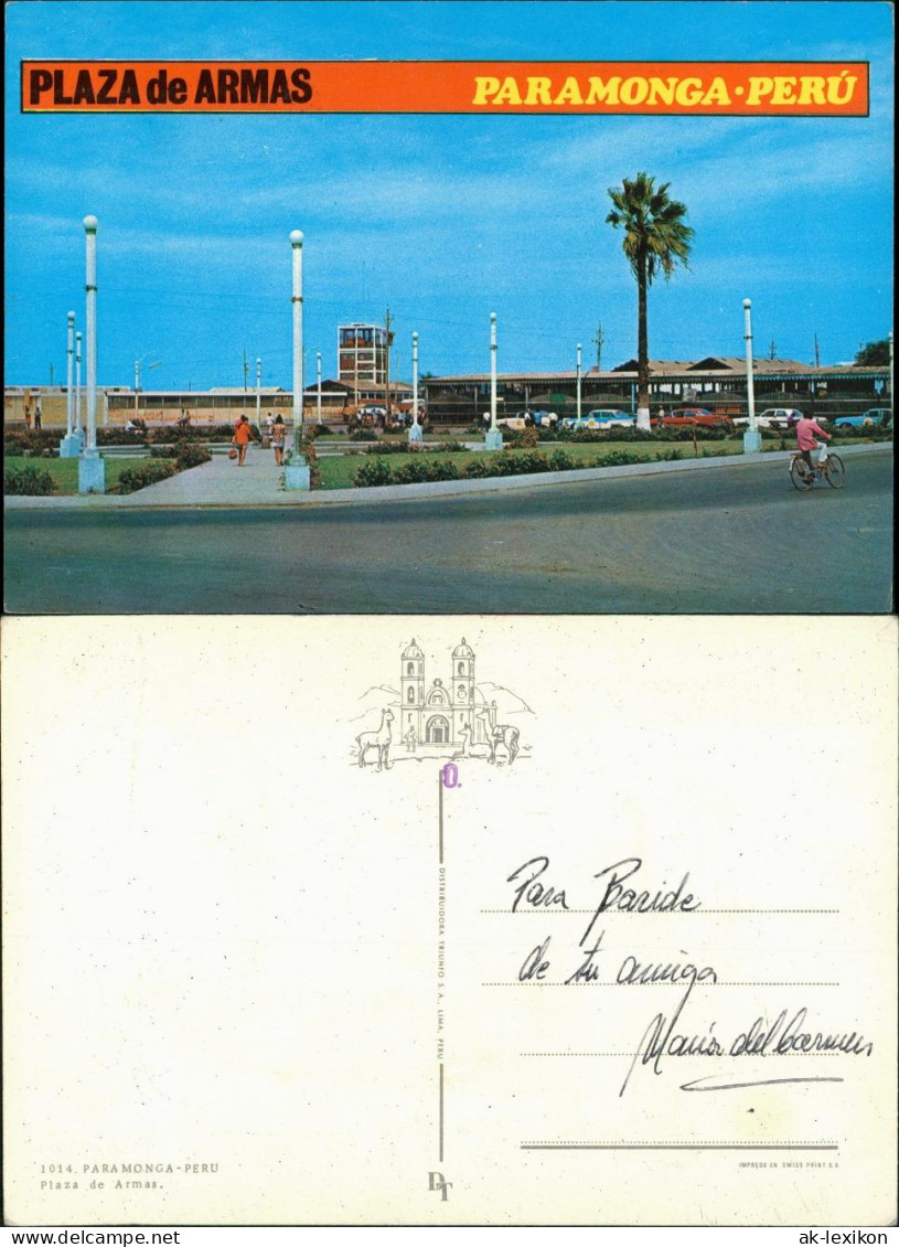 Postcard Paramonga Plaza de Armas PARAMONGA PERU 1970