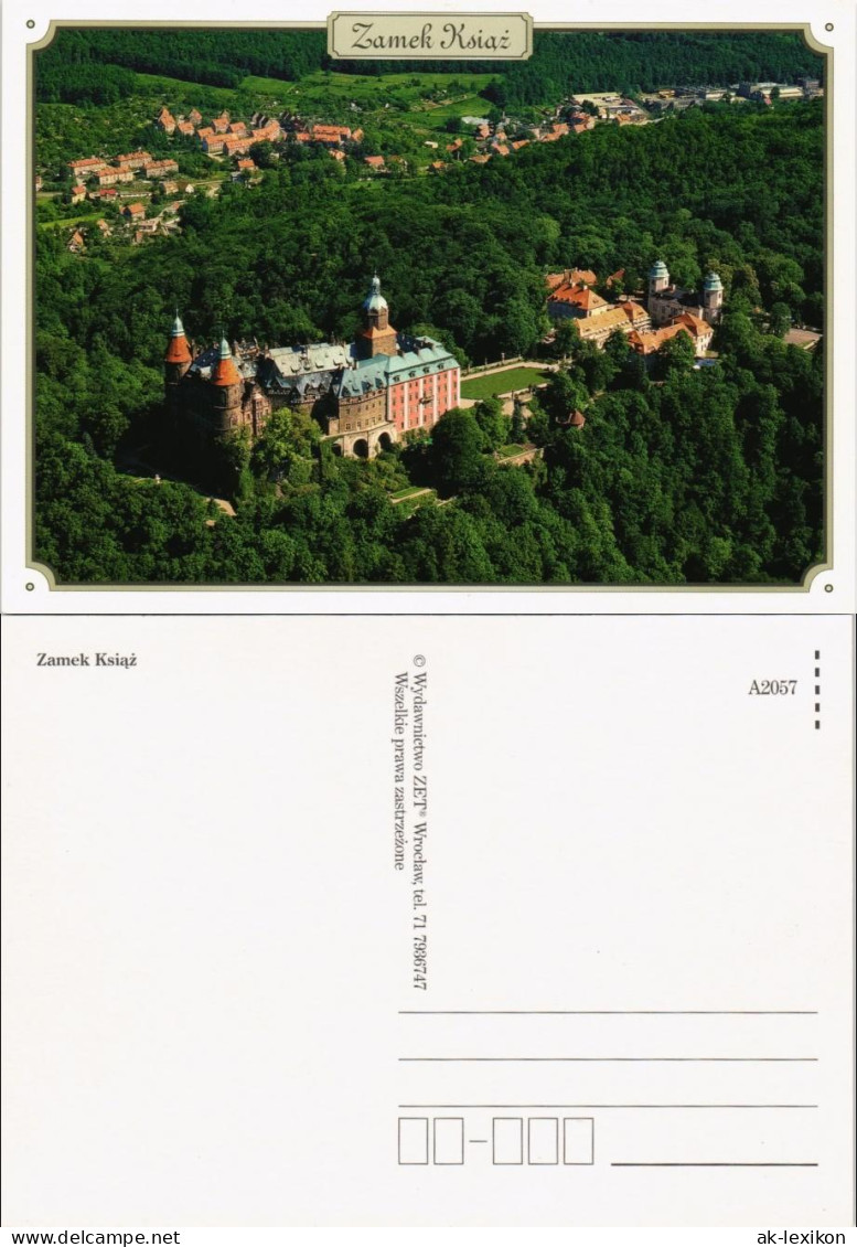 Postcard Polen Polska Zamek Książ, Schloss in Polen, Luftaufnahme 2000