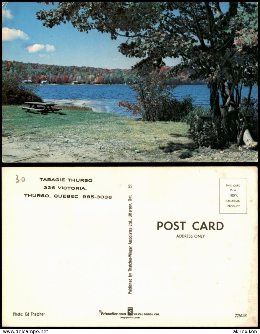 Postcard Québec Uferlandschaft mit Picknickplatz 1975