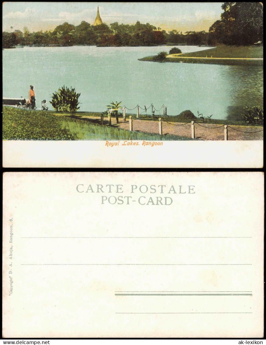 Postcard Rangun Yangon ရန်ကုန် Royal Lakes. 1911  Myanmar Birma Burma