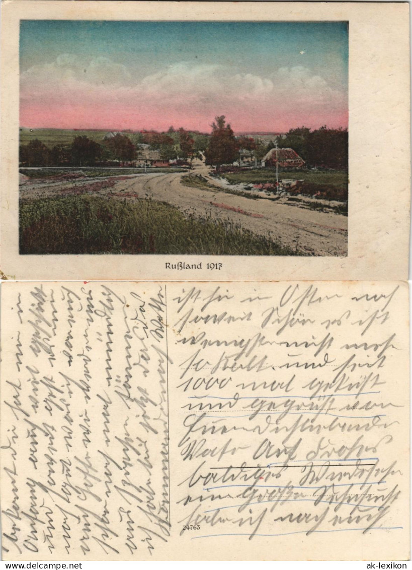 Postcard .Russland Rußland Россия - Eingang zum Dorf 1917
