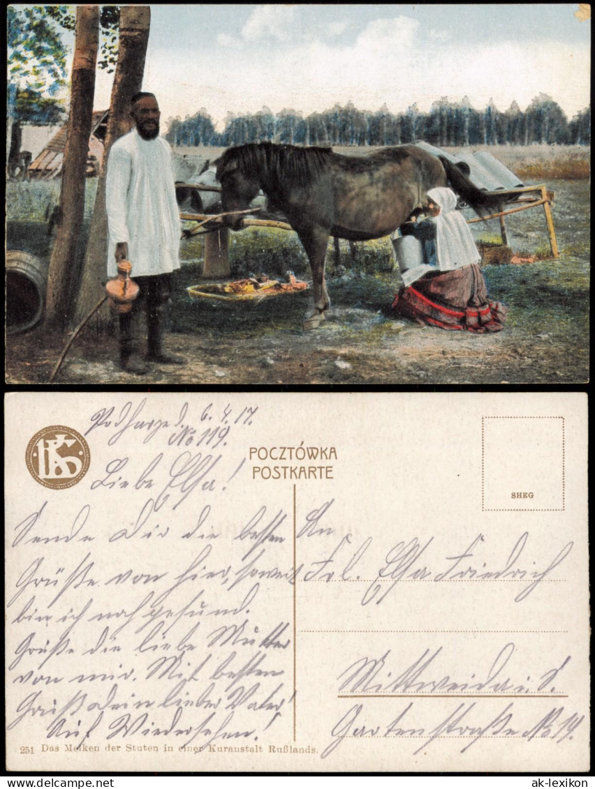 Postcard .Russland Rußland Россия Melken in einer Kuranstalt 1913
