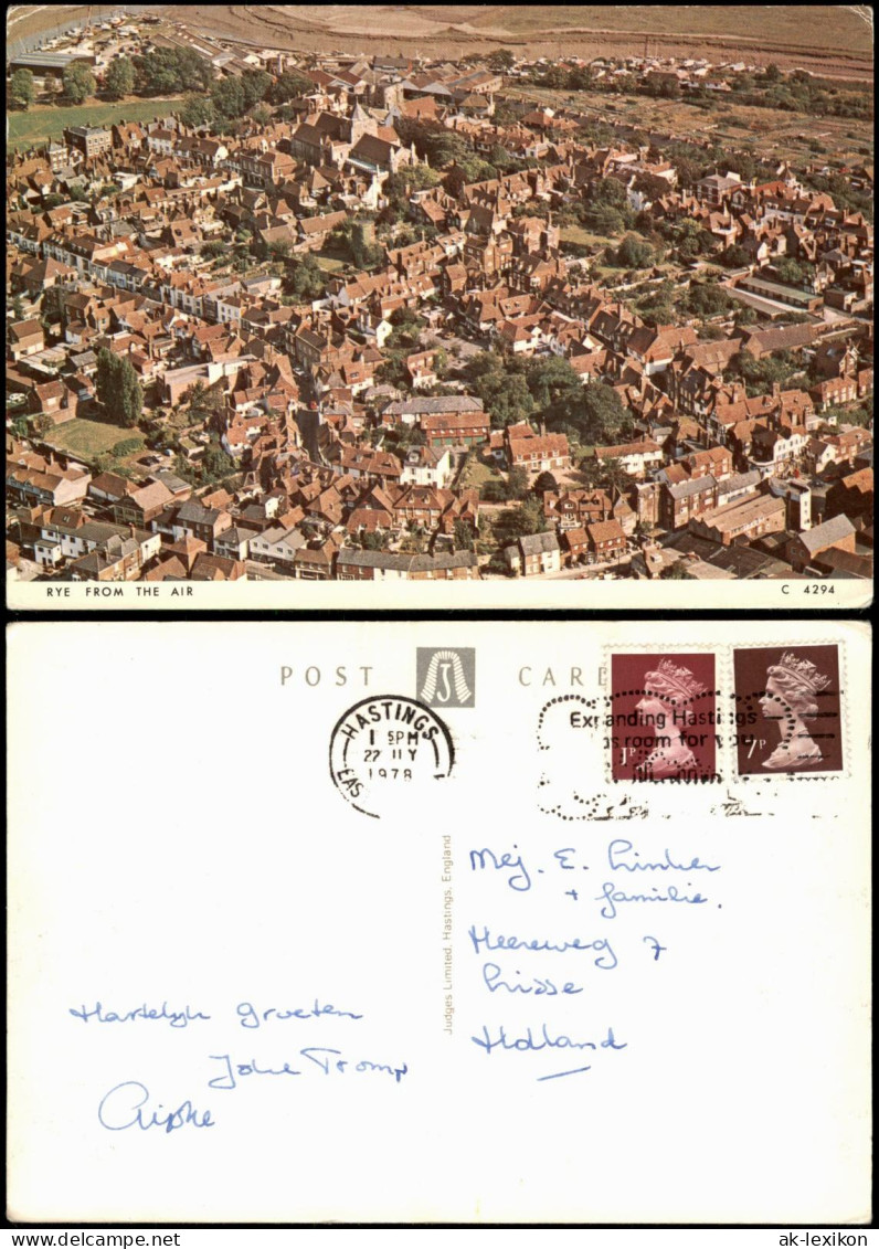 Postcard Rye (East Sussex) Rye from the Air 1978