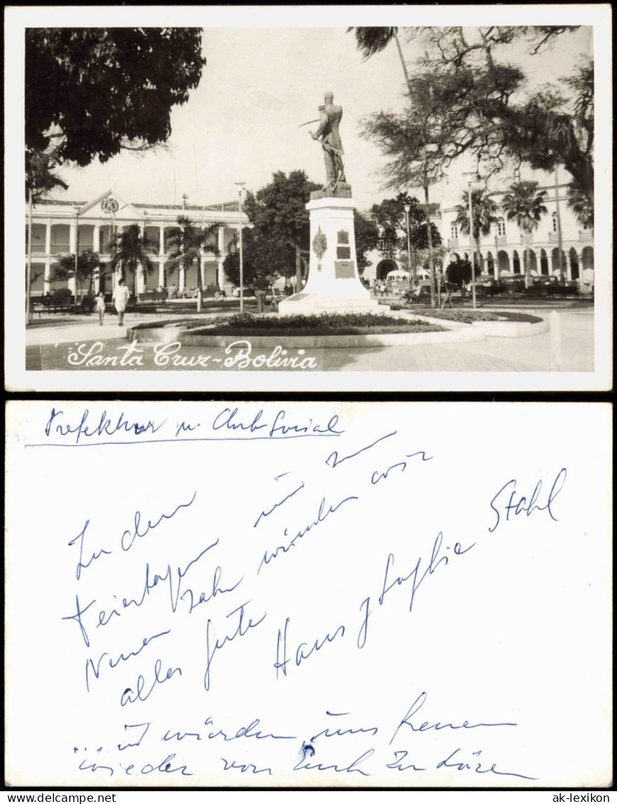 Postcard Santa Cruz Santa Cruz-Bolivia Platz mit Denkmal 1950